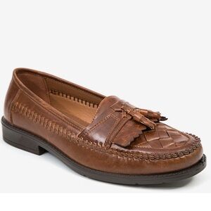 Deer Stags Mens Herman Brown Woven Faux Leather Tassel Loafers Shoes NWT